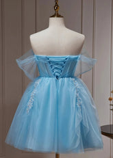 Damaskina | Discover Your Dream Strapless Homecoming Dress for Prom Night - Sky Blue - PromDressClub